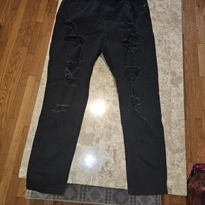 SHEIN Black Skinny Distressed Jeans